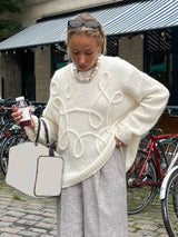 Butterweicher weißer Strickpullover für Damen
