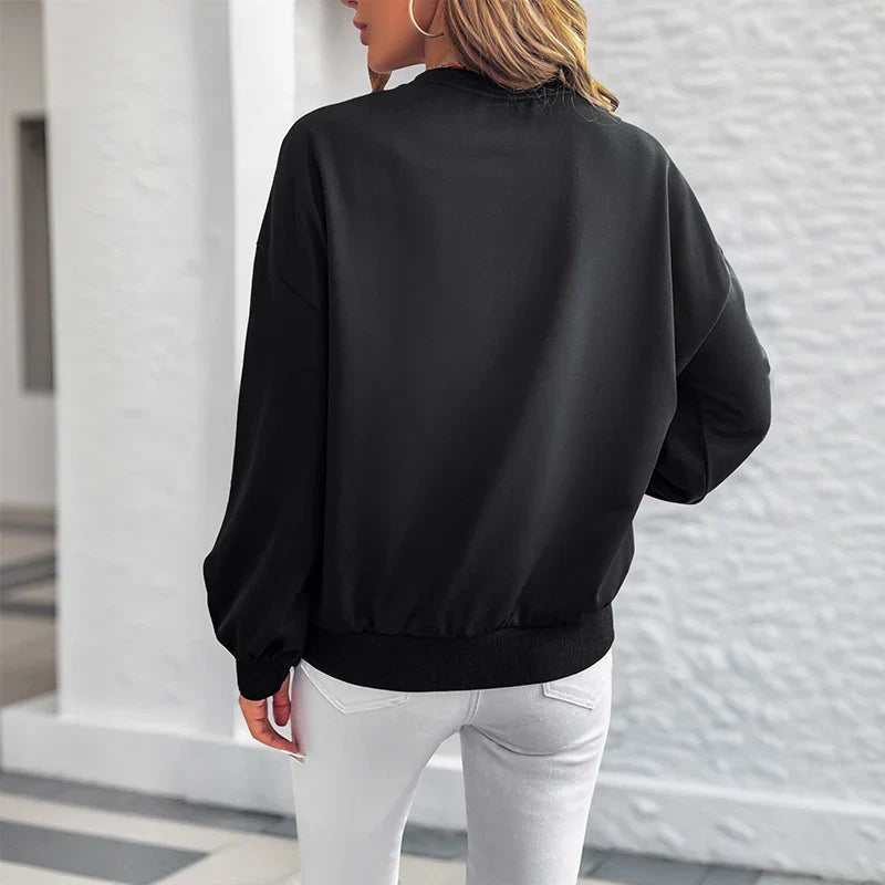 Women Cozy Heart Print Loose Sweatshirt