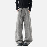 Classic Korean Style Belt Design Suit Pants