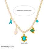 Turquoise Conch Fish Pendant Pearl Necklace