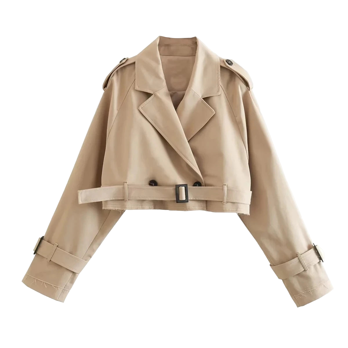 Vintage Belted Cropped Trench Jacket