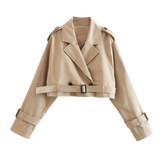 Vintage Belted Cropped Trench Jacket