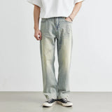 Vintage-lässige, coole Retro-Jeans mit Used-Look und weitem Bein