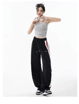 Streetwear High Waist Grey Stripe Sweatpants