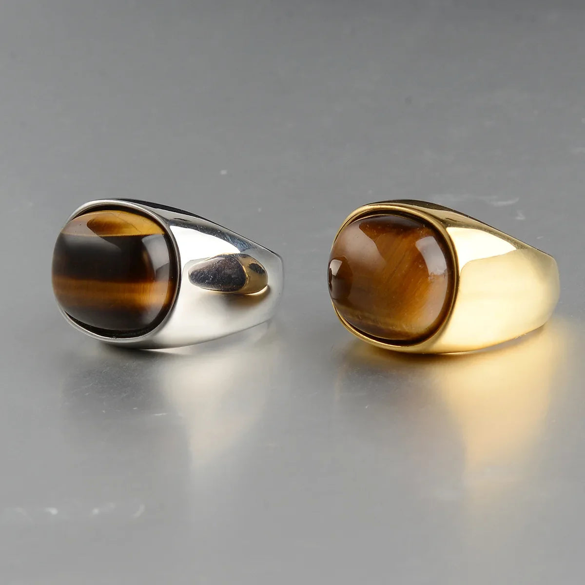 Handmade Retro Gold Tiger Eye Ring