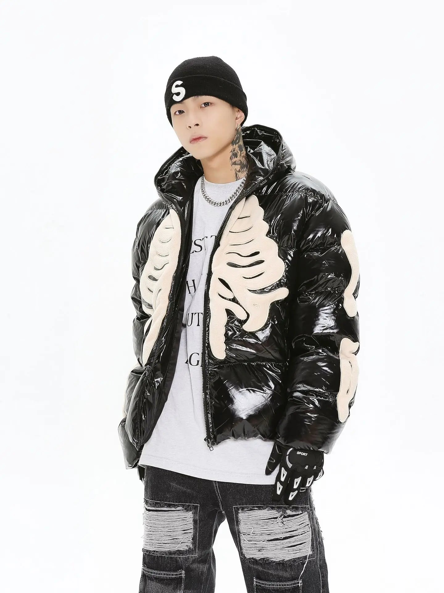 Y2K Skeleton Streetwear Parka Puffer Jacket