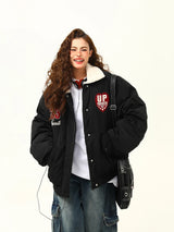 Warme, bestickte Wolljacke für Damen