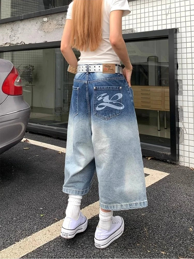 Y2K Streetwear High Waist Ripped Denim Jorts