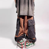Jeans cargo roses délavés style streetwear vintage