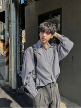 Chemise streetwear oversize à rayures noires style japonais