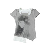 Grunge Y2K Patchwork Fake Two-Piece Women's T-Shirt