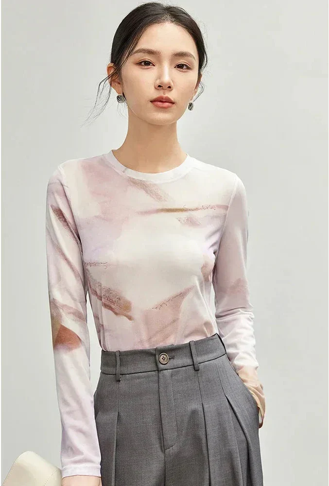 Stylish Mesh Long Sleeve T-Shirt