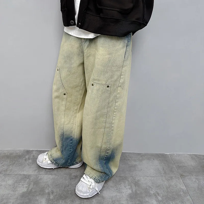 Streetwear Vintage Tie Dye Baggy Wide Leg Jeans