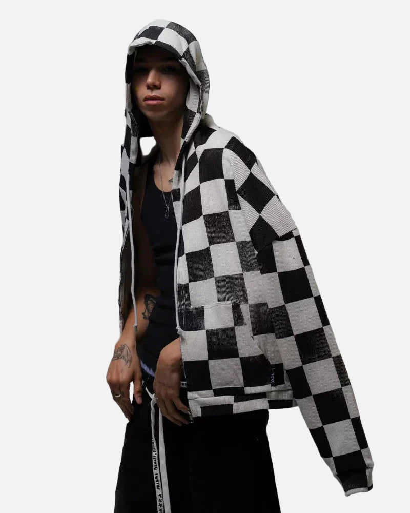 Personalized Gothic Check Design Zipper Sweatshirt