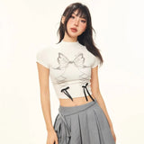 T-shirt court vintage à nœud papillon