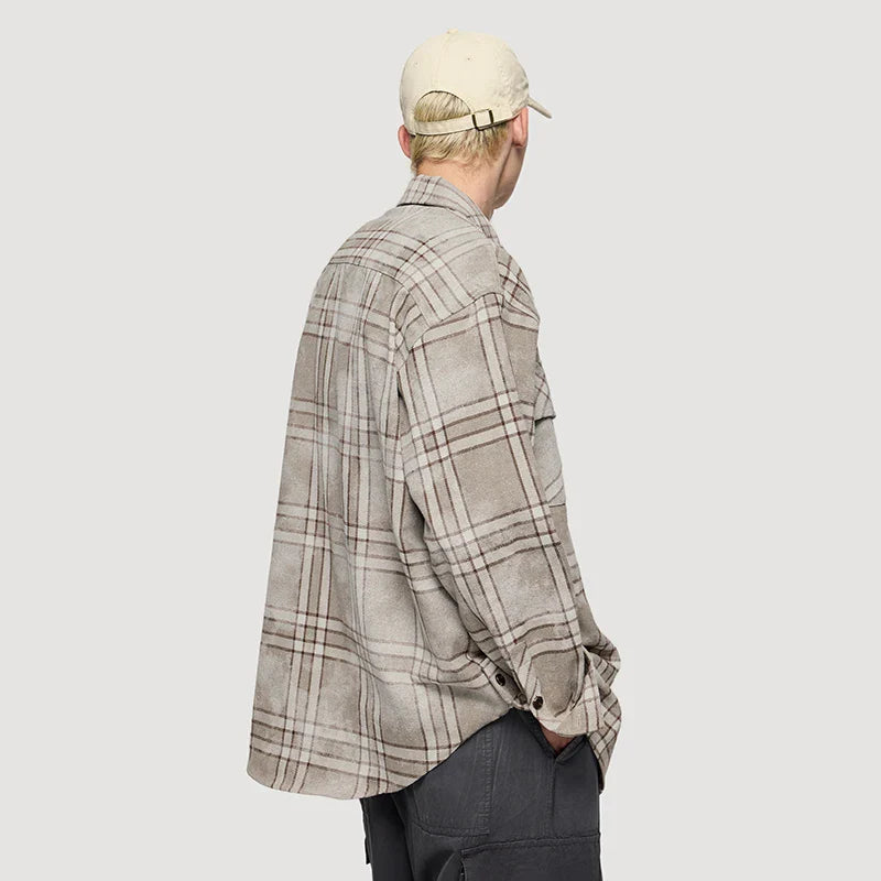 Chemise vintage à carreaux oversize à manches longues