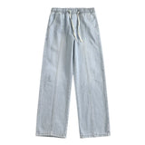 Lässige Jeans mit weitem Bein und Kordelzug im Used-Look