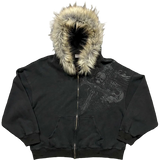 Y2K Faux Fur Collar Zip-Up Hoodie