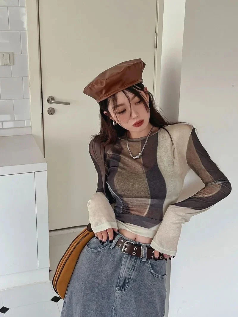 시크한 타이다이 긴팔 그래픽 티셔츠