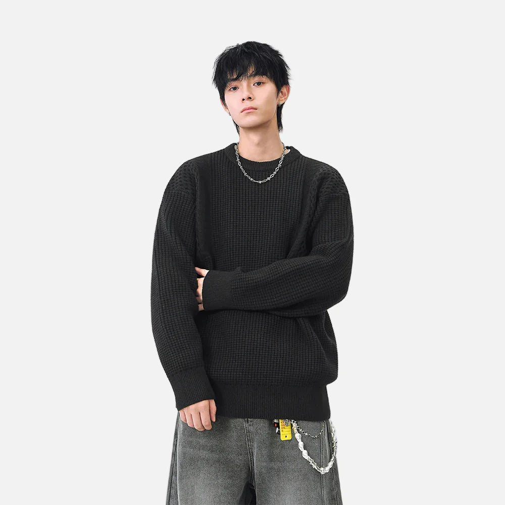 Y2K Cozy Textured Crew Neck Sweater