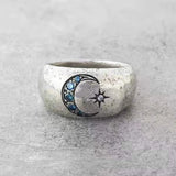 Vintage Silver Moon Sun Ring