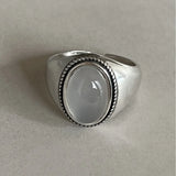 Elegant Oval Stone Cuff Finger Ring