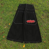 Y2K Embroidered Wide-Leg Jeans