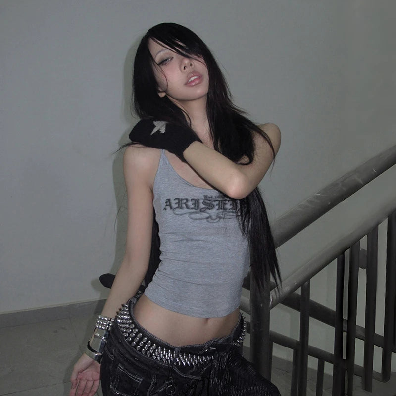 Grunge Y2K Letter Print Women's Tank Top