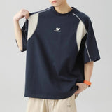 Breathable Contrast Embroidery Short Sleeve T-Shirt