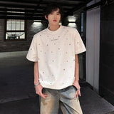 高品質スパンコールパッチワークショルダーTシャツ