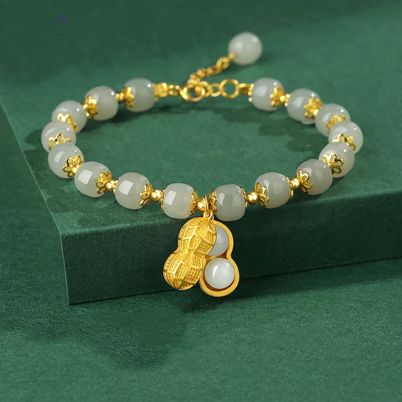 Luxurious Hotan Jade Peanut Bracelet
