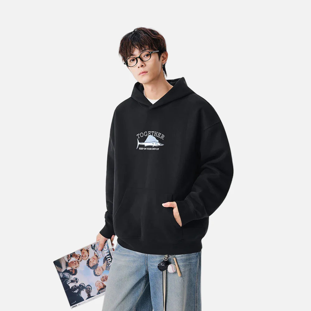 Streetwear Swordfish Print Casual Hoodie