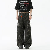 Trendige Camouflage-Cargohose mit geradem Bein