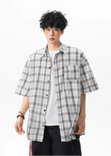 Chemise d'été décontractée à carreaux oversize pour homme