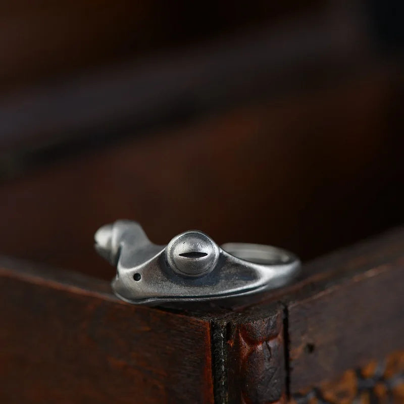 Gothic Adjustable Punk Frog Animal Ring