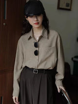 Chemise longue chic et élégante verte de style coréen pour femme