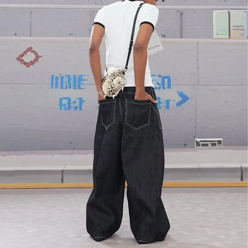 Jean en denim léger taille haute à jambes larges