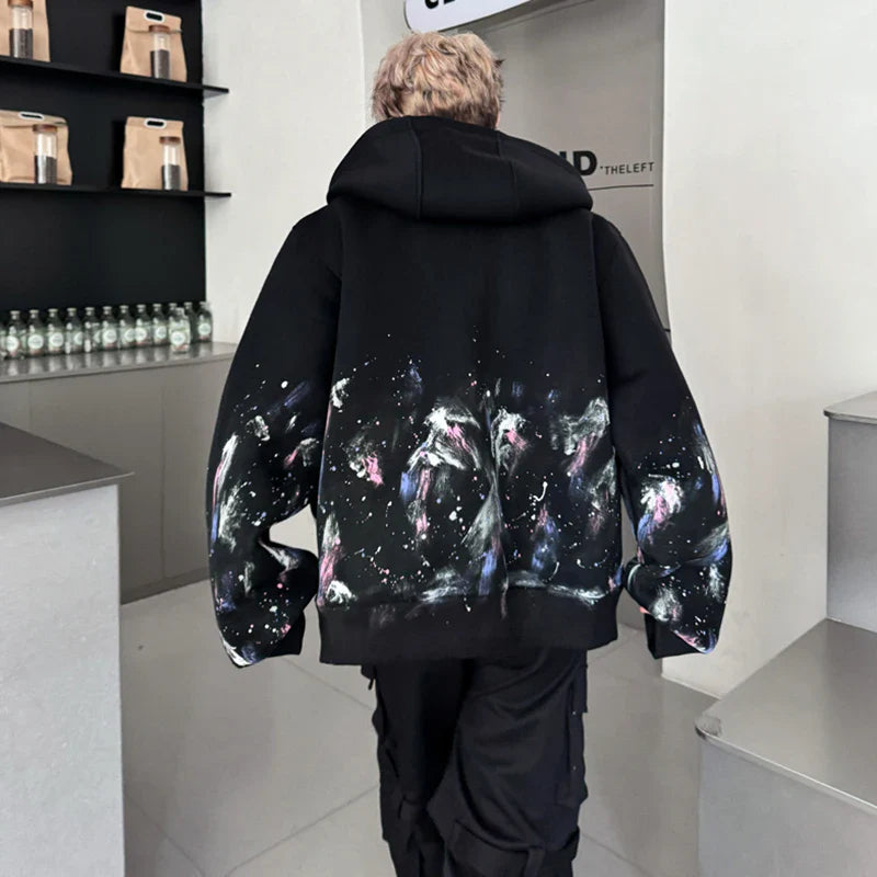 Gothic Vibrant Tie Dye Loose Hooded Sweatshirt