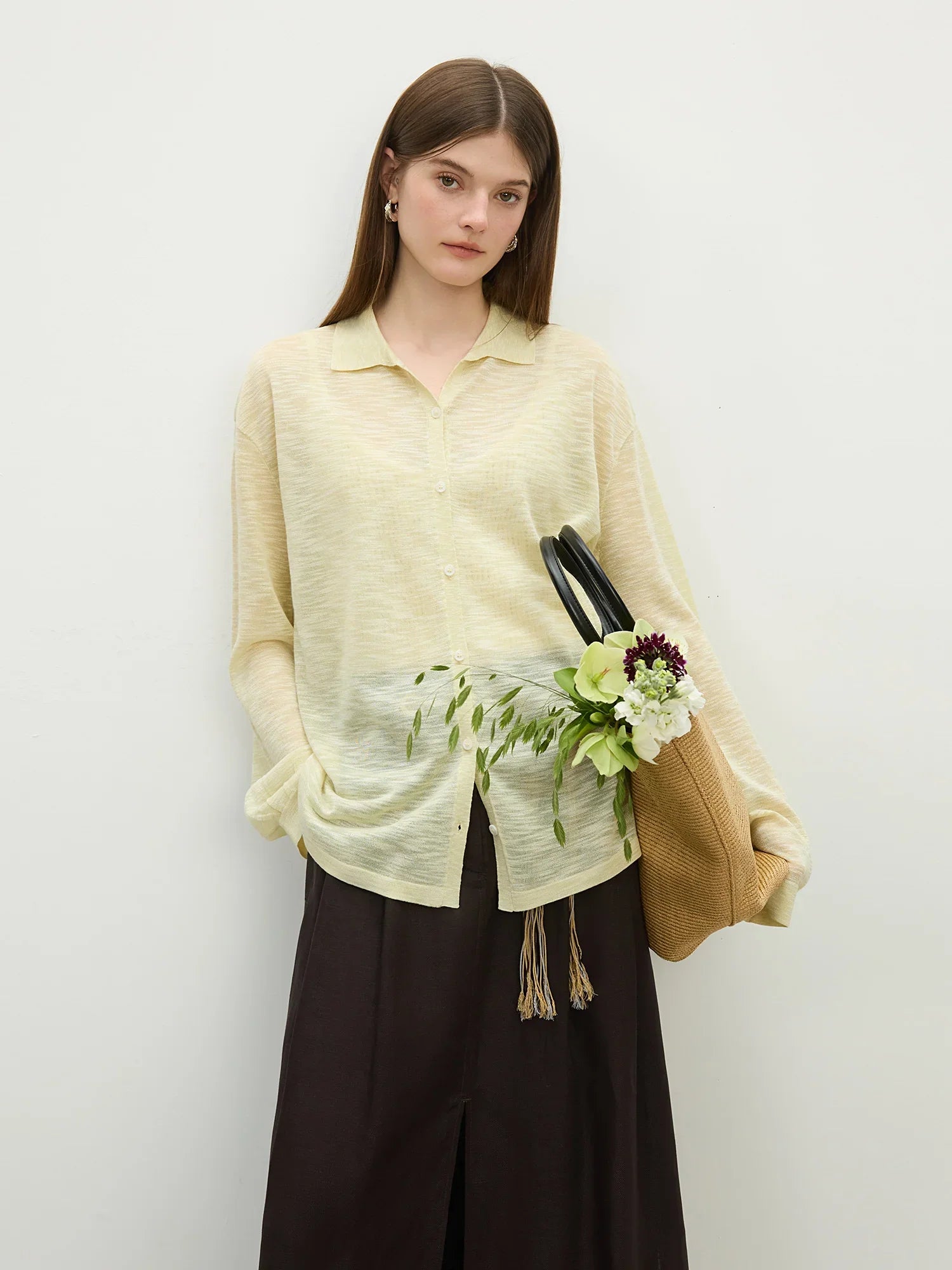 Klassischer Retro-Strickcardigan für Damen aus weichem Bambus-Leinen