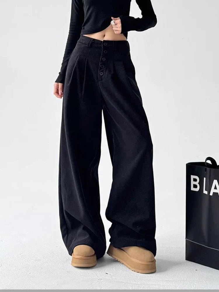 Women Vintage Corduroy Wide Leg Sweatpants
