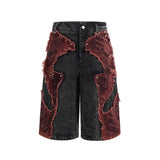Vintage Patchwork Distressed Denim Jorts