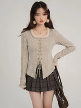Damen-Strickjacke im koreanischen Vintage-Stil