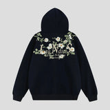 Embossed Flower Vine Velvet Hoodie