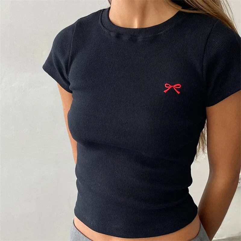 T-shirt femme à motif nœud vintage