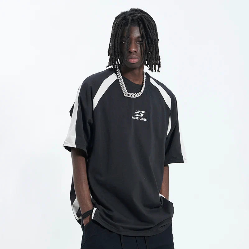 Sporty Patchwork Oversized Hip Hop T-Shirt