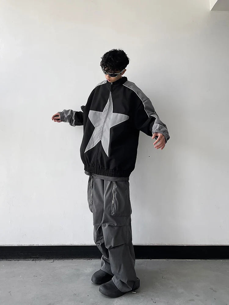 Retro Patchwork Star Varsity Jacket