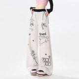 Handbemalte, locker sitzende Vintage-Sweatpants mit geradem Bein
