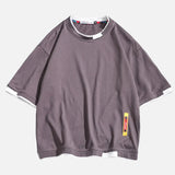 Summer Oversized Fake Two Piece Cotton T-Shirt