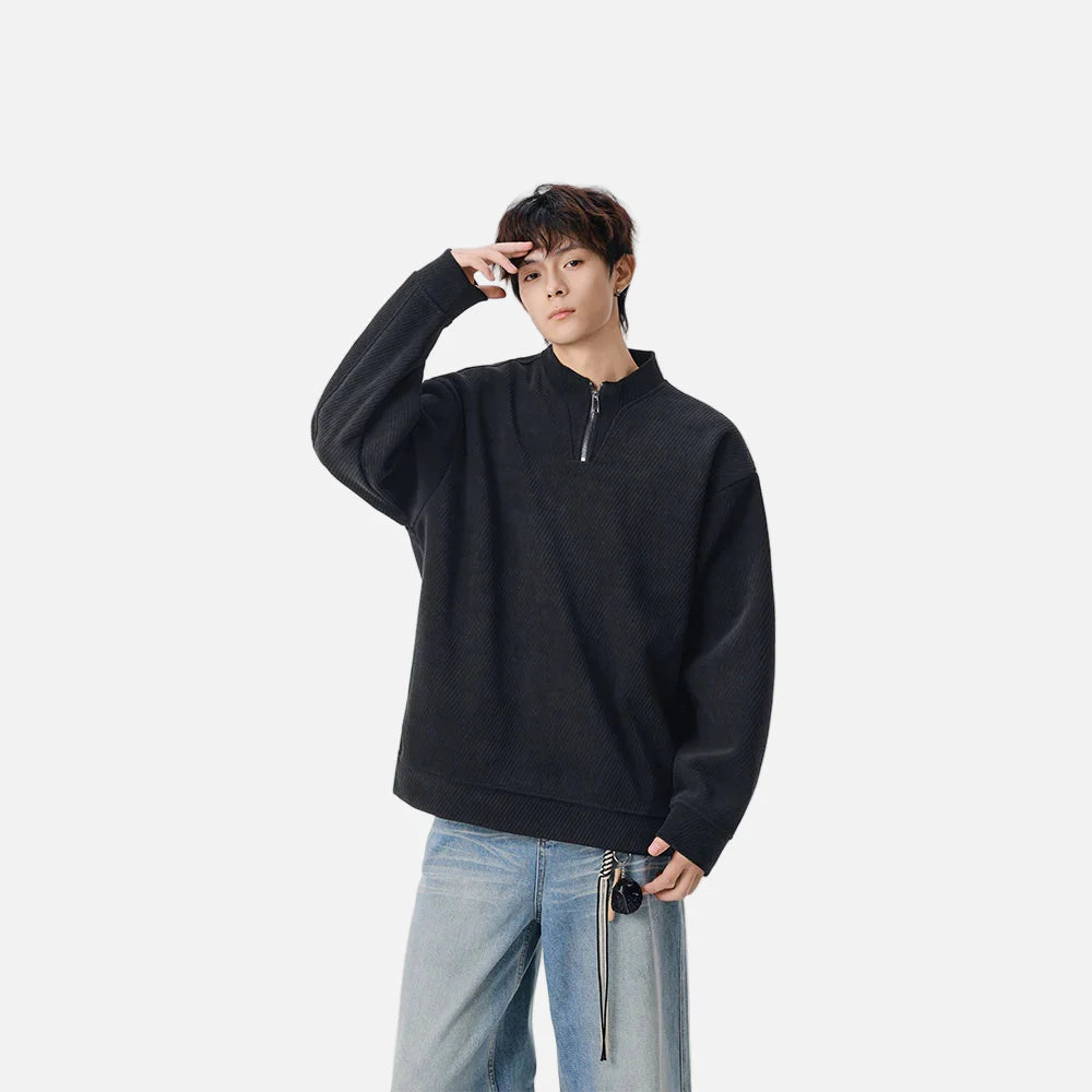 Cozy Textured Quarter Zip Sweatshirt