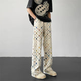 Vintage karierte, locker sitzende Baumwollhose